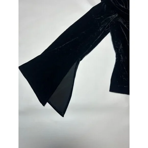 Xscape By Joanna Chen Black Velvet Off-Shoulder Top Lg Elegant Cocktail Party - Picture 6 of 9